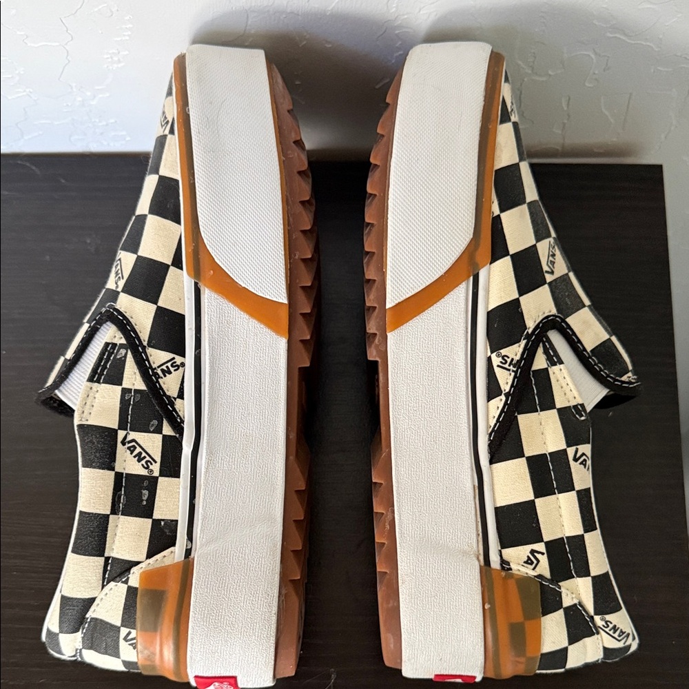 Vans Women's Stacked Checkerboard Slip-On Shoes - Black and White - Size 8.5 - Picture 8 of 11